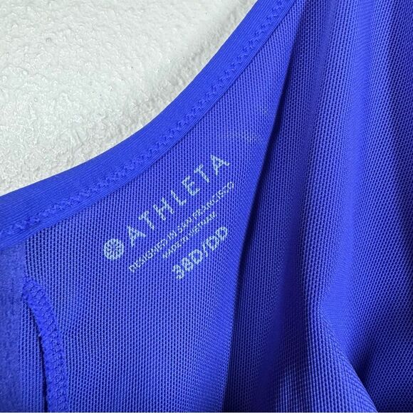 Athleta Cross Back Tank Blousy Swim Suit Top Tankini Caspian Blue 38D To 38DD - Picture 5 of 9